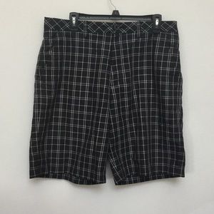 Ashworth Dark Navy Plaid Golf Shorts Size 34 Outdoor Flat Front